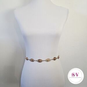 Gold Chain Belt With Brown Accent Decor